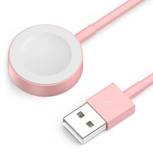 Amasuki Pink Magnetic Fast Charging Cable for Apple Watch | 1m (3.3ft) USB-A thumbnail 1