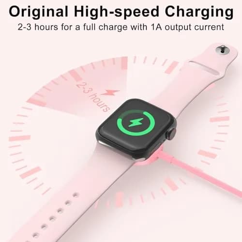 Amasuki Pink Magnetic Fast Charging Cable for Apple Watch | 1m (3.3ft) USB-A thumbnail 3