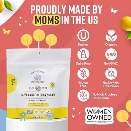 MommaBear Nausea & Motion Sickness Lollipops 5 Pack | Organic Ginger & Lemon Relief for Kids & Adults thumbnail 5