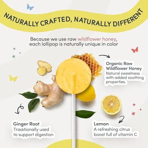 MommaBear Nausea & Motion Sickness Lollipops 5 Pack | Organic Ginger & Lemon Relief for Kids & Adults thumbnail 2