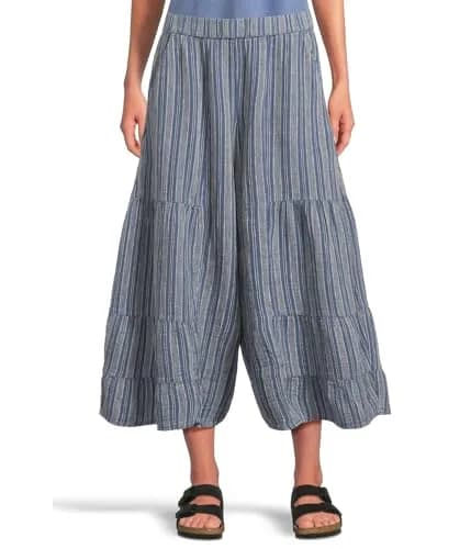 Toad&Co Tate Double Weave Palazzo Pants for Women - Hemp-Blend Construction - Encased Elasticized Waistband Kyanite Stripe MD (US 8-10) One Size | Relaxed Hemp-Blend Palazzo Pants thumbnail 1