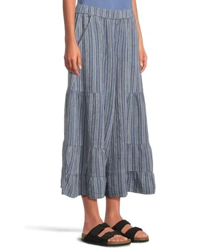 Toad&Co Tate Double Weave Palazzo Pants for Women - Hemp-Blend Construction - Encased Elasticized Waistband Kyanite Stripe MD (US 8-10) One Size | Relaxed Hemp-Blend Palazzo Pants thumbnail 2