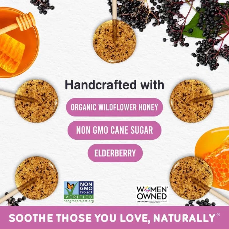 MommaBear Organic Kids Cough Lollipops 5pc | Natural Sore Throat Relief & Cough Drop for Kids 3+ thumbnail 3
