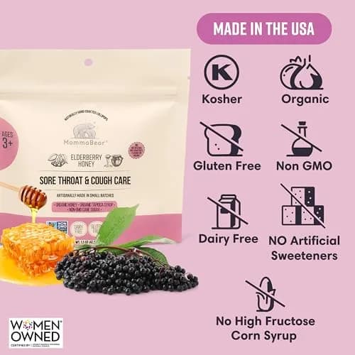 MommaBear Organic Kids Cough Lollipops 5pc | Natural Sore Throat Relief & Cough Drop for Kids 3+ thumbnail 4