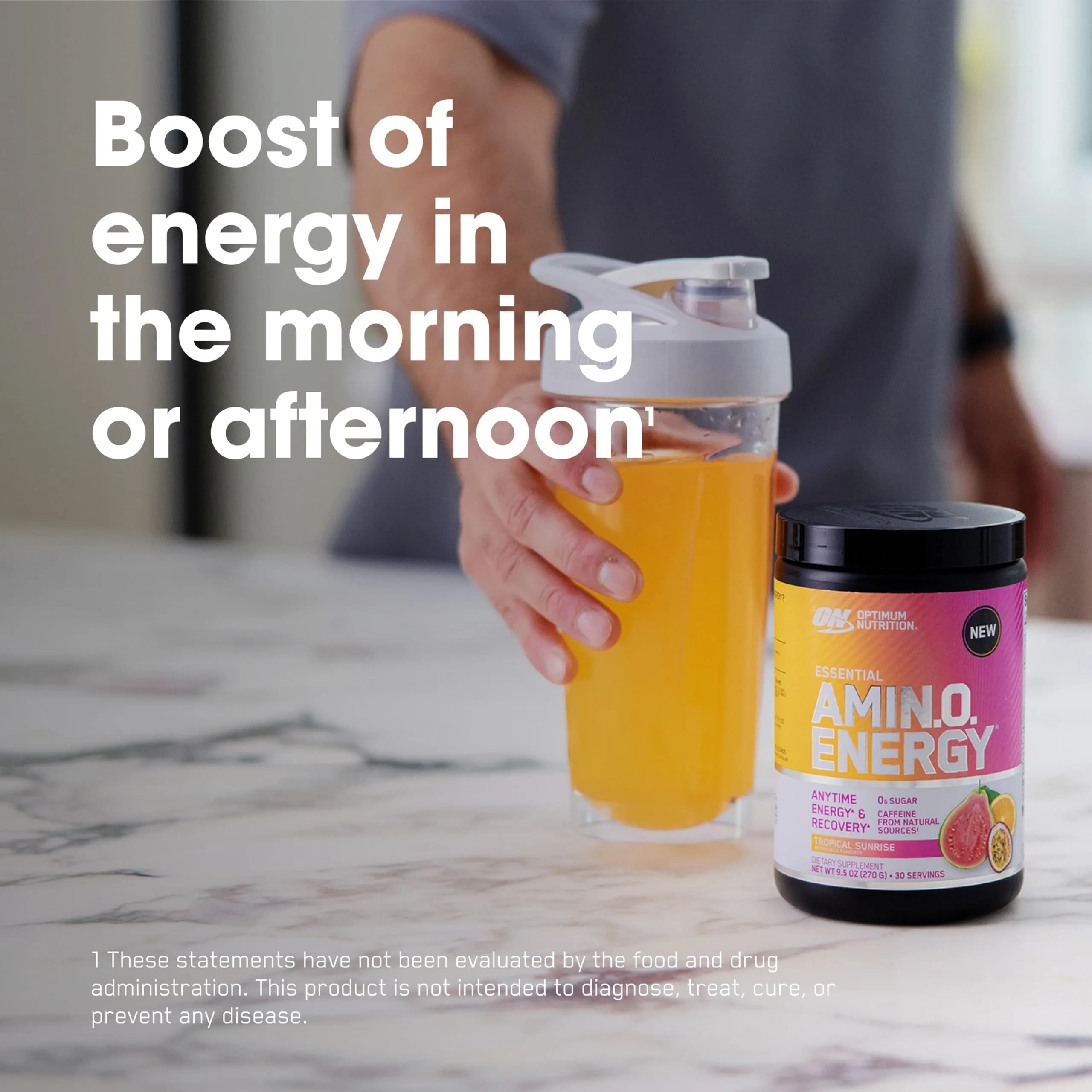 Optimum Nutrition Amino Energy Tropical Sunrise Flavor, 65 Servings (1.29 lb / 584g) | Energy & Recovery Blend - view 5