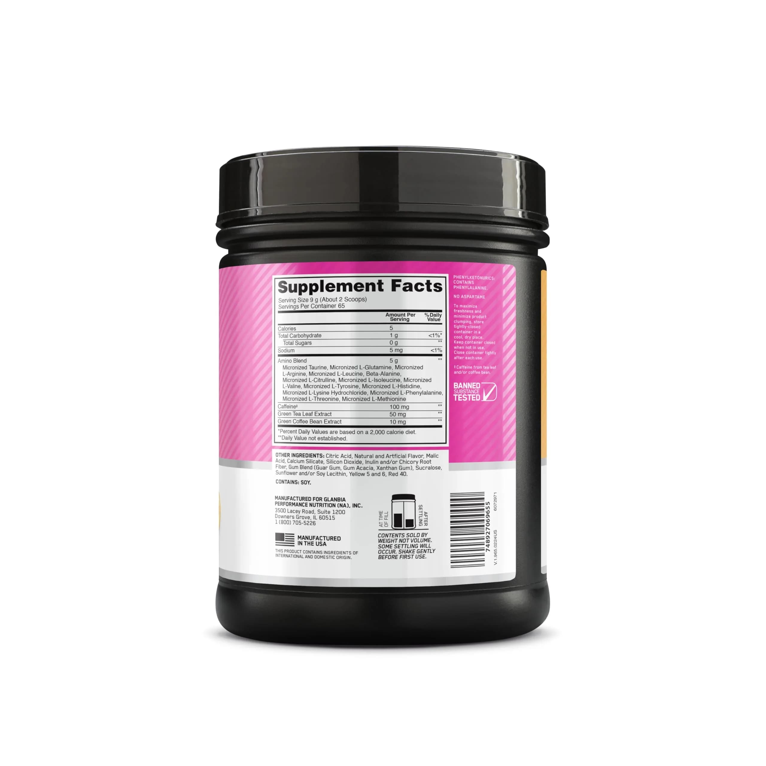 Optimum Nutrition Amino Energy Tropical Sunrise Flavor, 65 Servings (1.29 lb / 584g) | Energy & Recovery Blend - view 6
