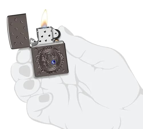 Zippo Ocean Crystal Black Ice Pocket Lighter | Windproof Metal Construction thumbnail 5