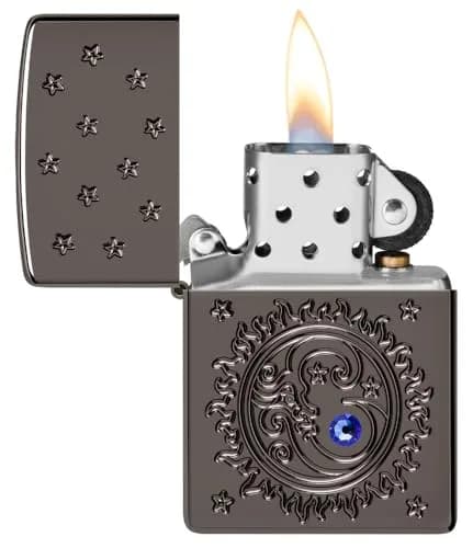 Zippo Ocean Crystal Black Ice Pocket Lighter | Windproof Metal Construction thumbnail 3