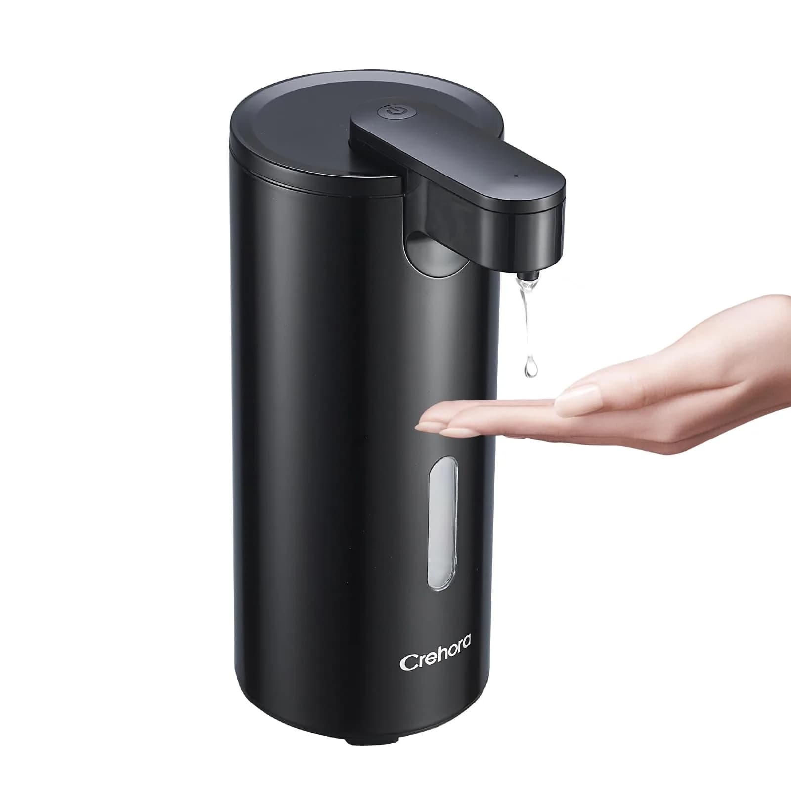 Crehora Automatic Soap Dispenser Touchless, 340ml | Hygienic, Waterproof & Adjustable Volume — Black