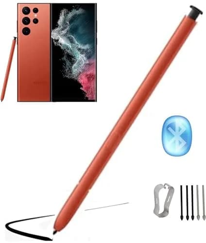 YJSK S Pen Replacement for Samsung Galaxy S22 Ultra 5G Stylus Pen with Bluetooth, 4096 Pressure Sensor, Air Command, 5 Tips (Red) thumbnail 1