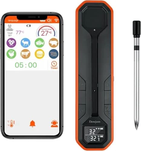 Dewjom Wireless Meat Thermometer – Digital Cooking Thermometer with Wireless Probe – 500Ft Range, App Control, Preprogrammed Temperatures thumbnail 1