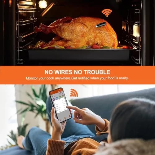 Dewjom Wireless Meat Thermometer – Digital Cooking Thermometer with Wireless Probe – 500Ft Range, App Control, Preprogrammed Temperatures thumbnail 5