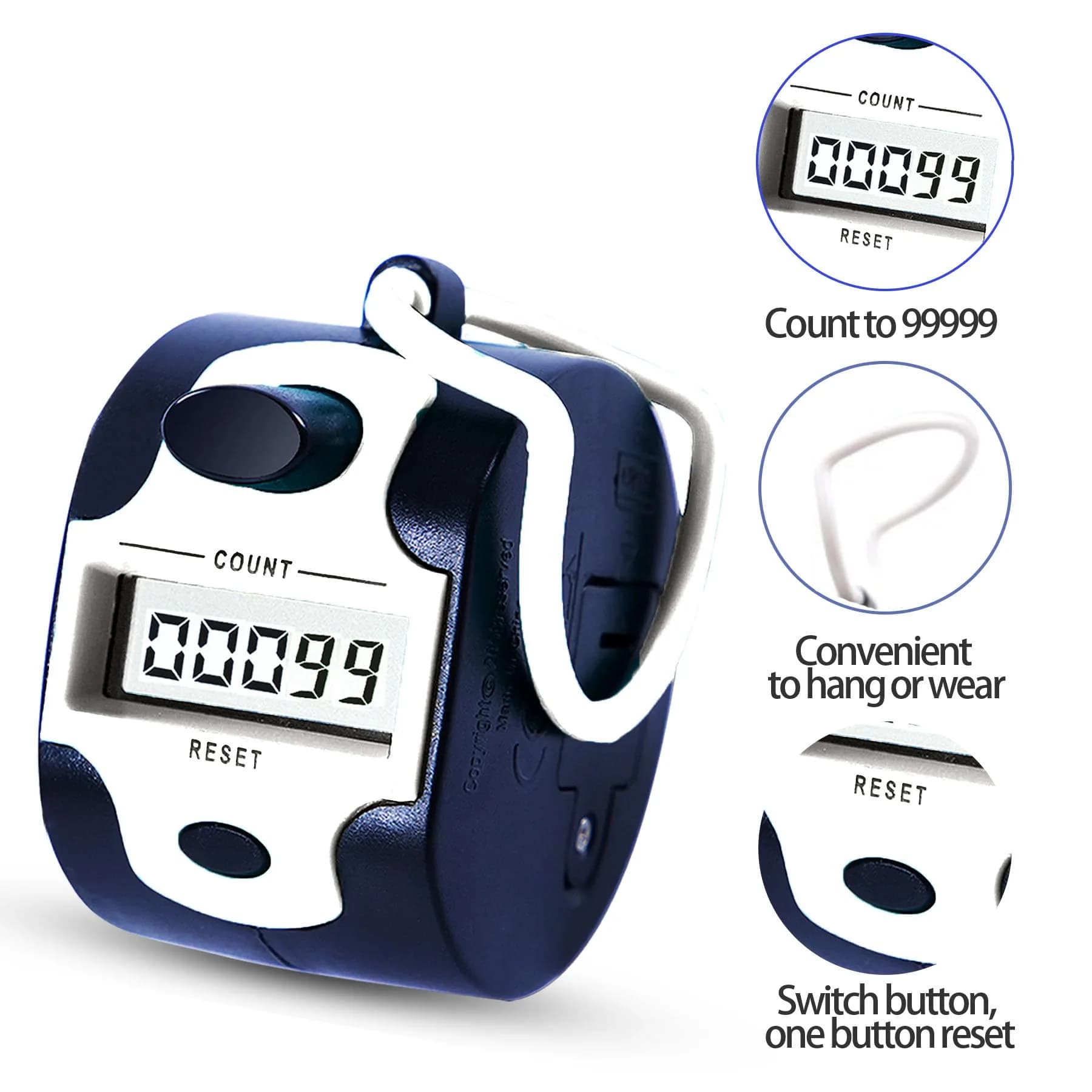 TESEAS Digital Tally Counter Clicker Handheld 2 Pack 99999 Count | Accurate Manual Lap Tracker - view 5