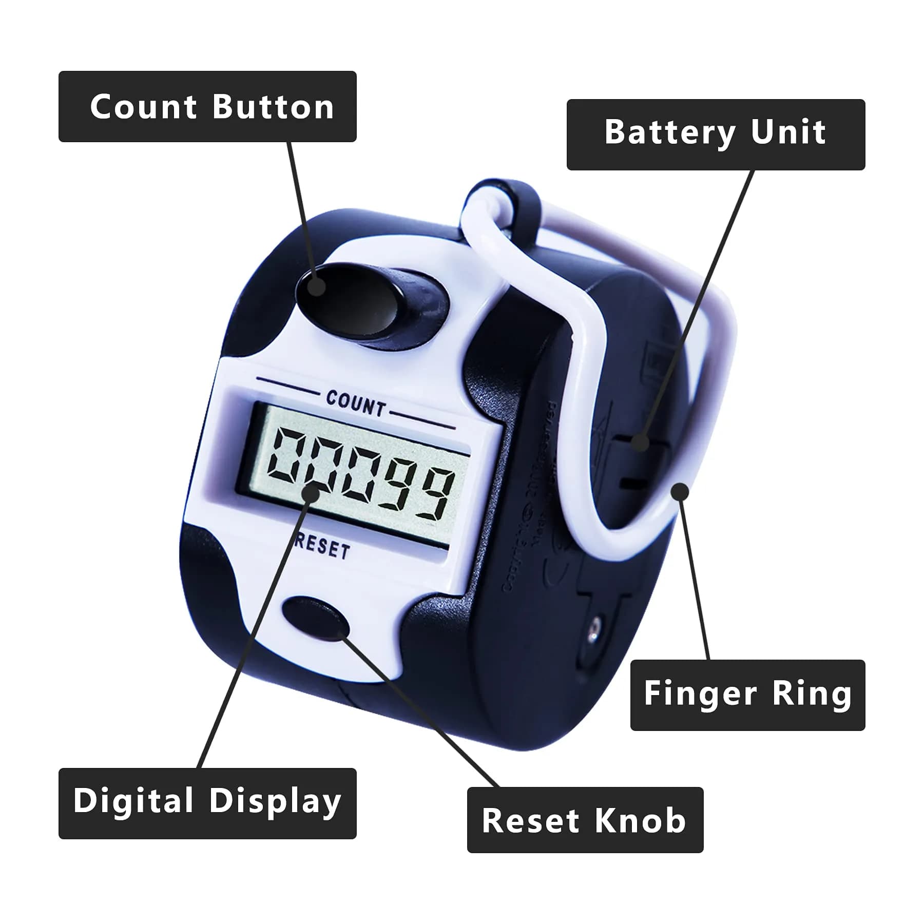 TESEAS Digital Tally Counter Clicker Handheld 2 Pack 99999 Count | Accurate Manual Lap Tracker - view 2