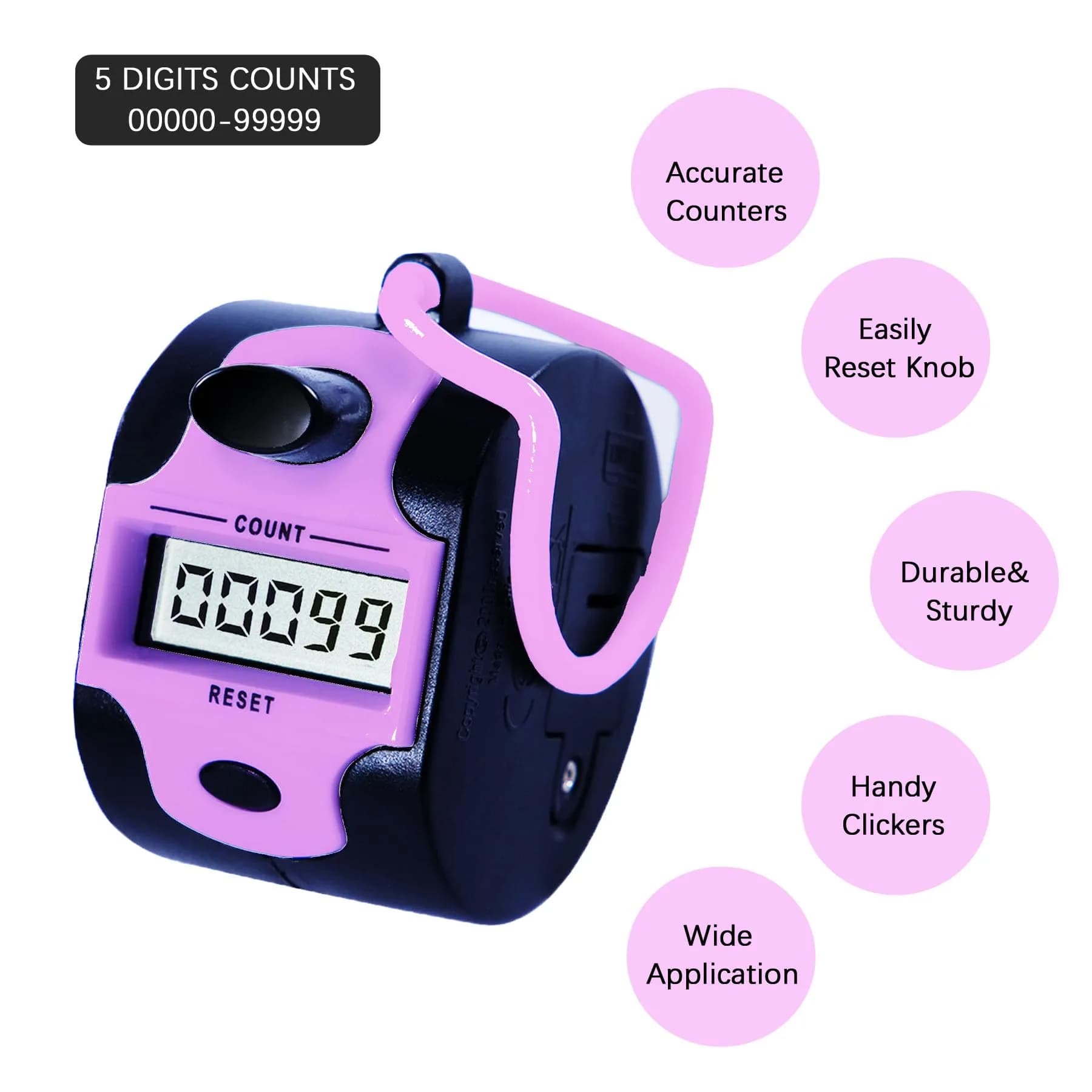 TESEAS Digital Tally Counter Clicker Handheld 2 Pack 99999 Count | Accurate Manual Lap Tracker - view 3