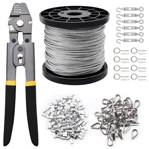FGBNM 1/16" Wire Rope Kit with Turnbuckles & Eye Screws, 328ft (99.97m) Stainless Steel Cable thumbnail 1