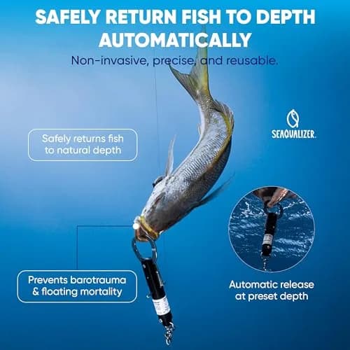 SeaQualizer Fish Descending Device – 3 Setting Release Device for Fishing – Non-Invasive and Reusable Fish Release Tool – NOAA Compliant - Made in USA (50, 100, 150 Feet Release) thumbnail 2