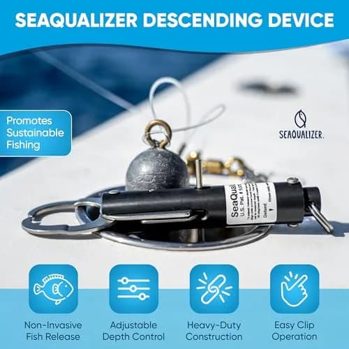 SeaQualizer Fish Descending Device – 3 Setting Release Device for Fishing – Non-Invasive and Reusable Fish Release Tool – NOAA Compliant - Made in USA (50, 100, 150 Feet Release) thumbnail 3