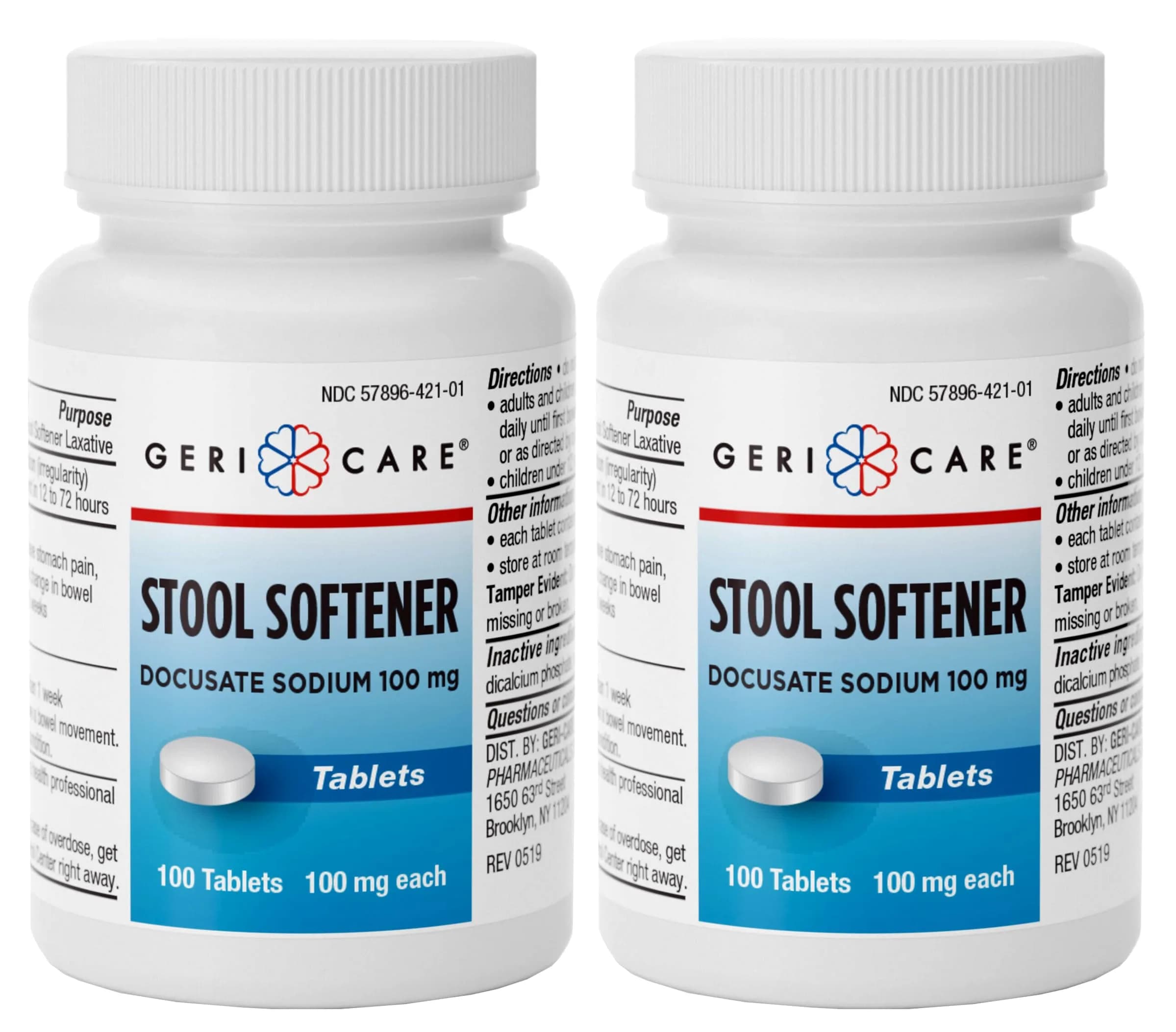GeriCare Docusate Sodium Stool Softeners 100mg | Daily Relief for Women, Men & Elderly - main product image