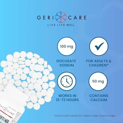 GeriCare Docusate Sodium Stool Softeners 100mg | Daily Relief for Women, Men & Elderly thumbnail 5