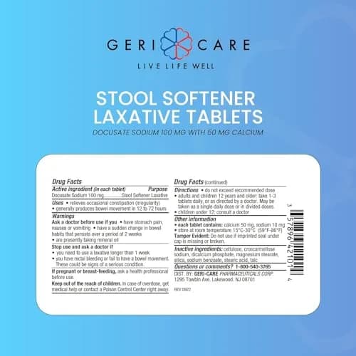 GeriCare Docusate Sodium Stool Softeners 100mg | Daily Relief for Women, Men & Elderly thumbnail 7