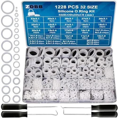 ZDBB White 1228 PCS Silicone O-Ring Kit | Assorted Sizes for Faucets & Plumbing thumbnail 1