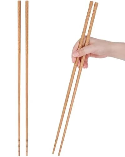 Donxote Extra Long Cooking Chopsticks 42cm (16.5 inches) | Double Anti-Slip Grip for Frying & Hotpot — Beech Wood
