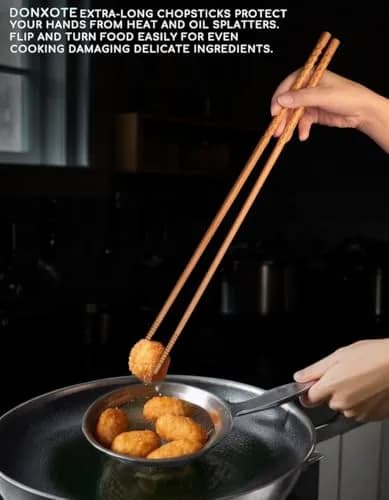 Donxote Extra Long Cooking Chopsticks 42cm (16.5 inches) | Double Anti-Slip Grip for Frying & Hotpot thumbnail 5