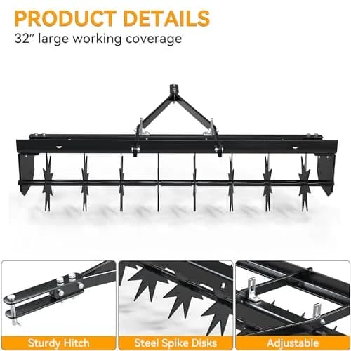 YINTATECH 48" Tow-Behind Lawn Aerator with Universal Hitch | Soil Loosening & Oxygenation Tool for Lawn Care thumbnail 4