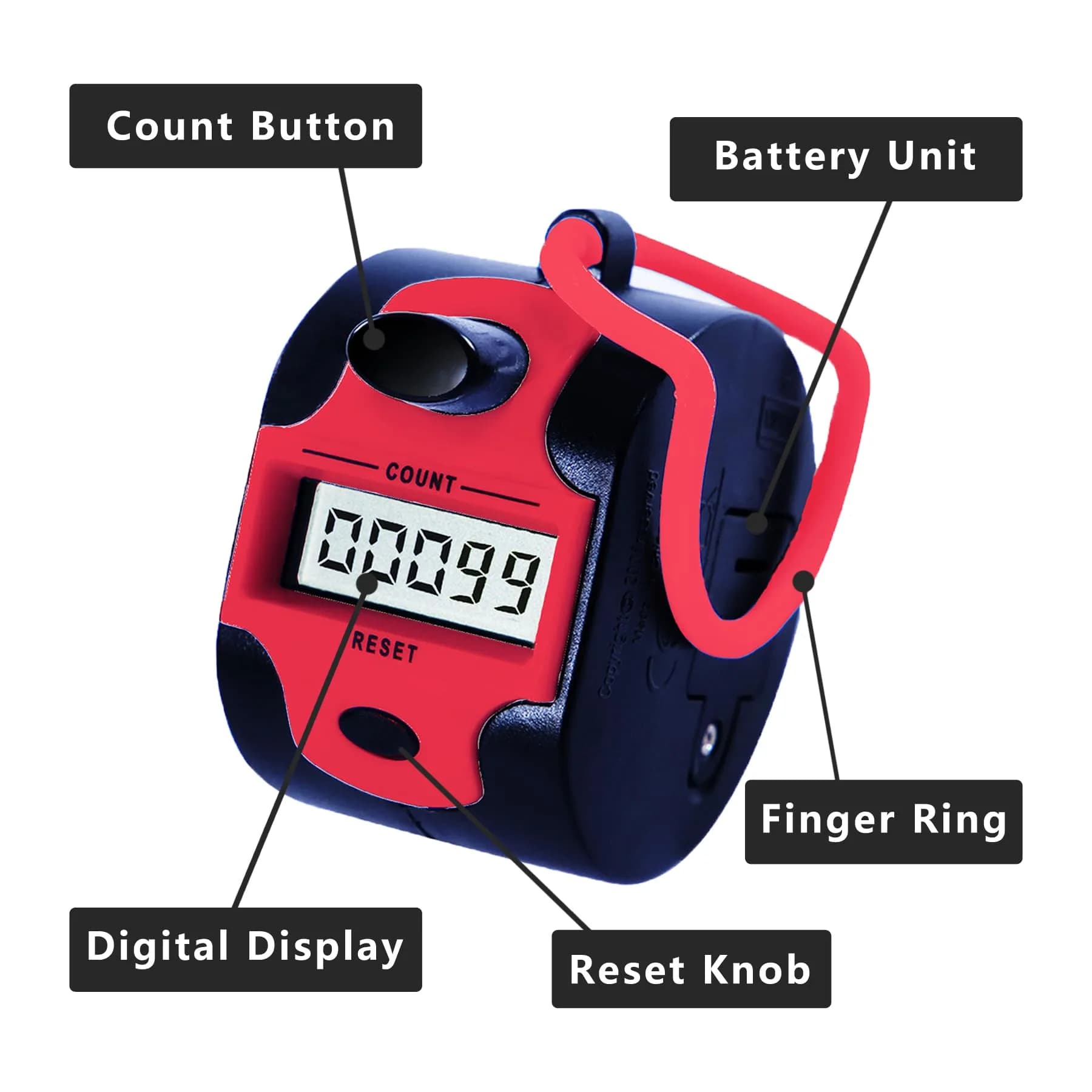 TESEAS Handy Counter Click Manual Digital Clicker 5-Digit Display 99999 Count | Track Lap, People, Golf, Stitch - view 5
