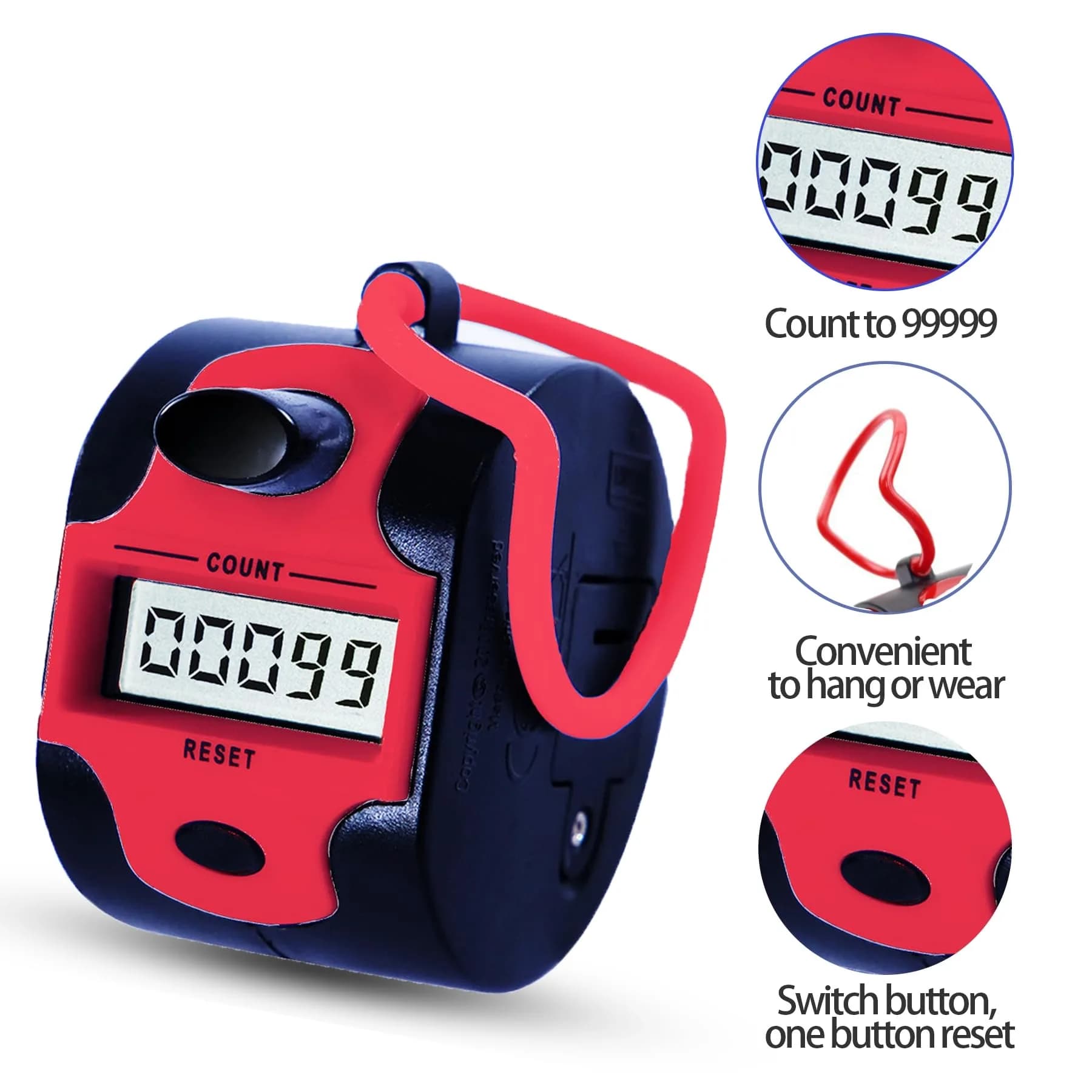 TESEAS Handy Counter Click Manual Digital Clicker 5-Digit Display 99999 Count | Track Lap, People, Golf, Stitch - view 3