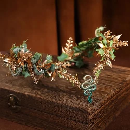 MOSTORY Medusa Fairy Flower Crown - Snake Elf Crown Floral Headband for Women, One Size | Woodland Renaissance Costume thumbnail 4