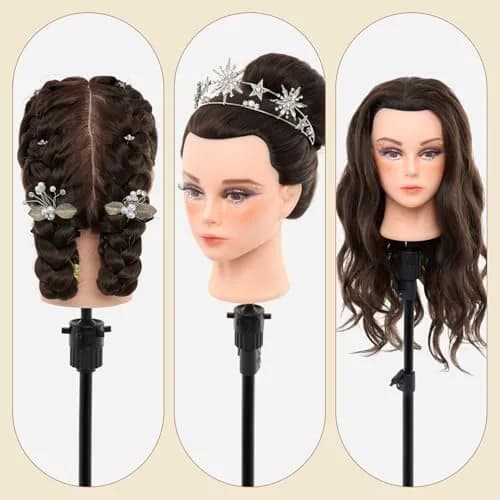 Neverland Beauty & Health 28Inch 80% Real Hair Mannequin Head for Makeup Styling (Dark Brown) thumbnail 6