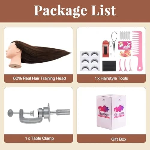 Neverland Beauty & Health 28Inch 80% Real Hair Mannequin Head for Makeup Styling (Dark Brown) thumbnail 7