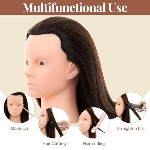 Neverland Beauty & Health 28Inch 80% Real Hair Mannequin Head for Makeup Styling (Dark Brown) thumbnail 3