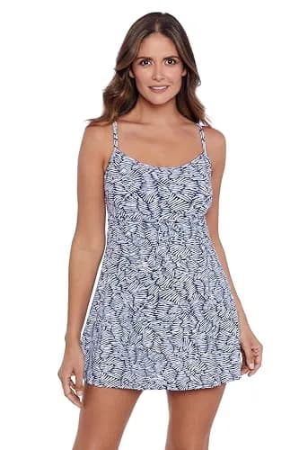 ShapeSolver Women's Empire Swimdress - Shifting Shapes | Flattering, Tummy Control, Adjustable Straps thumbnail 1
