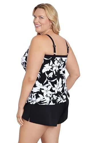 ShapeSolver Women's High Neck Tankini Top, Nightshade | Flattering Support & Tummy Control (70-120 chars) thumbnail 2