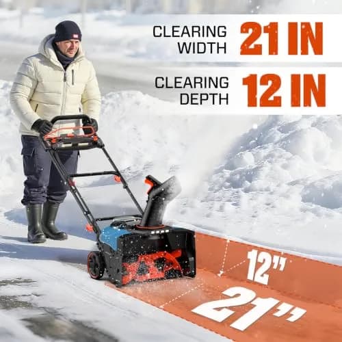 SENIX 40V 21-Inch Cordless Snow Blower with Variable-Speed Steel Auger | Efficient Snow Clearing thumbnail 2