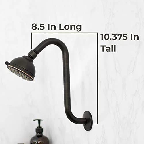 JS Jackson Supplies Shower Head Extension Arm with Flange, 10.5 Inch High-Rise Curved S Shape, Stainless Steel, Oil Rubbed Bronze Finish thumbnail 5