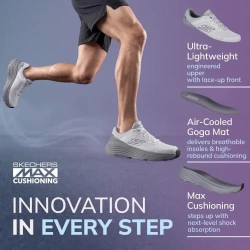 Skechers Max Cushioning Endeavour Sneaker, Gray, US 9 | Lightweight Comfort for Men thumbnail 4