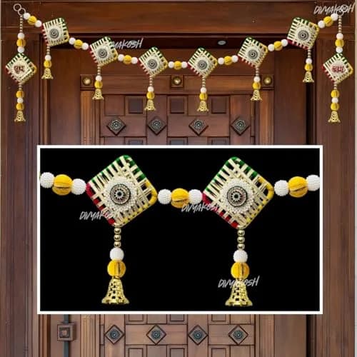 Divyakosh Multicolor Toran/Bandanwar with Side Hanging, 96.5 cm (38 Inch) | Authentic Indian Artisan Craftsmanship thumbnail 2