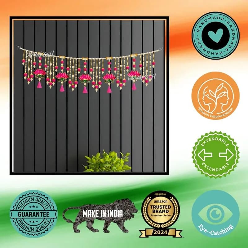 Divyakosh Lotus Toran Door Hanging 97 cm (38 Inch) | Authentic Indian Artisan Craftsmanship thumbnail 10