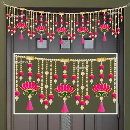Divyakosh Lotus Toran Door Hanging 97 cm (38 Inch) | Authentic Indian Artisan Craftsmanship thumbnail 13