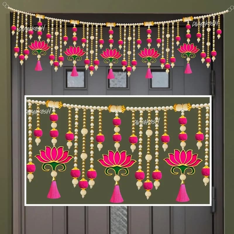 Divyakosh Lotus Toran Door Hanging 97 cm (38 Inch) | Authentic Indian Artisan Craftsmanship thumbnail 4