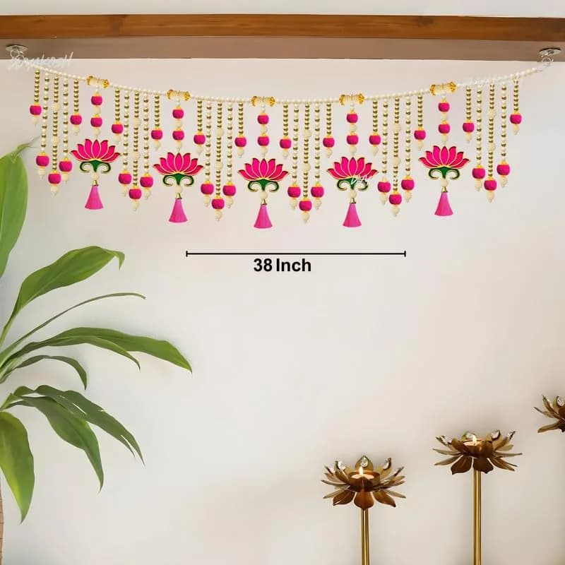 Divyakosh Lotus Toran Door Hanging 97 cm (38 Inch) | Authentic Indian Artisan Craftsmanship thumbnail 7