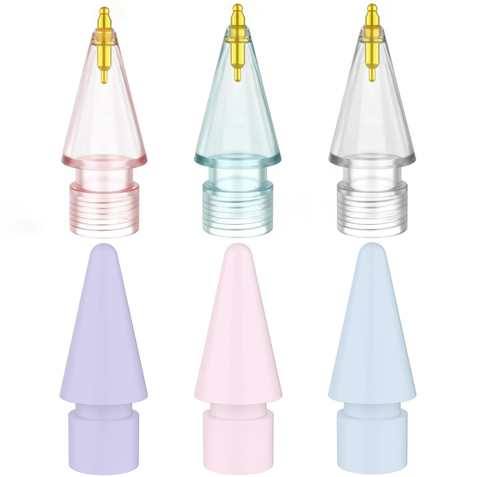 FAFALITHIC Gourd-Shaped Fine Point Metal Replacement Tips for Apple Pencil 1st/2nd Gen, USB-C, Pro | 6-Pack with Storage Case — Metal Nibs