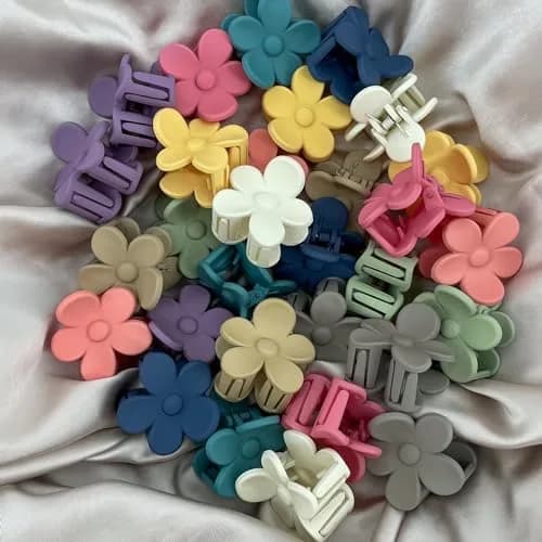 Akshetri Flower Claw for Women Strong Grip Non-slip Jaw Clips for Thick and Medium Hair Big Claw Hair Clips Hair Accessories (12 Pcs Flower) thumbnail 1