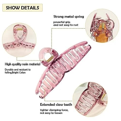 Akshetri Multicolor Large Hair Claw Clips (4 Pack) | Strong Hold for Thick & Long Hair thumbnail 6