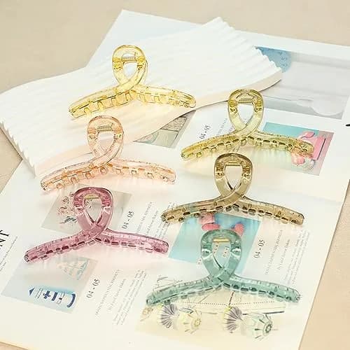 Akshetri Multicolor Large Hair Claw Clips (4 Pack) | Strong Hold for Thick & Long Hair thumbnail 8