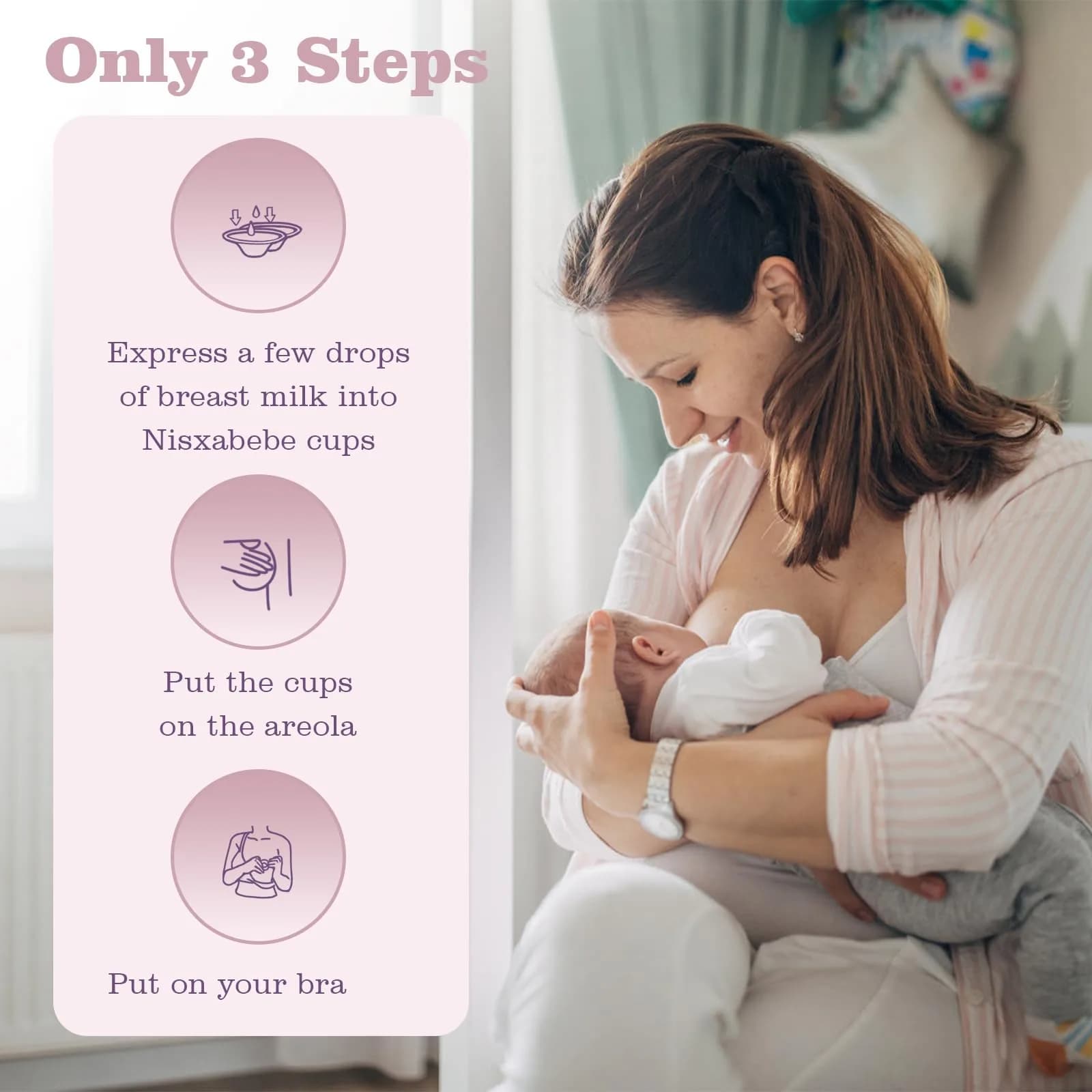 NISXABEBE Original Silver Nursing Cups for Breastfeeding (Standard Size) - view 6
